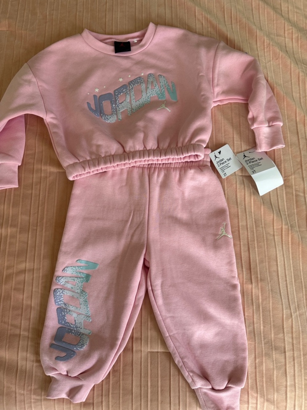 Jordan Jumpman Club Pink Bubble Fleece 2T Toddler Girl Sweatshirt & Joggers Set - Picture 2 of 12
